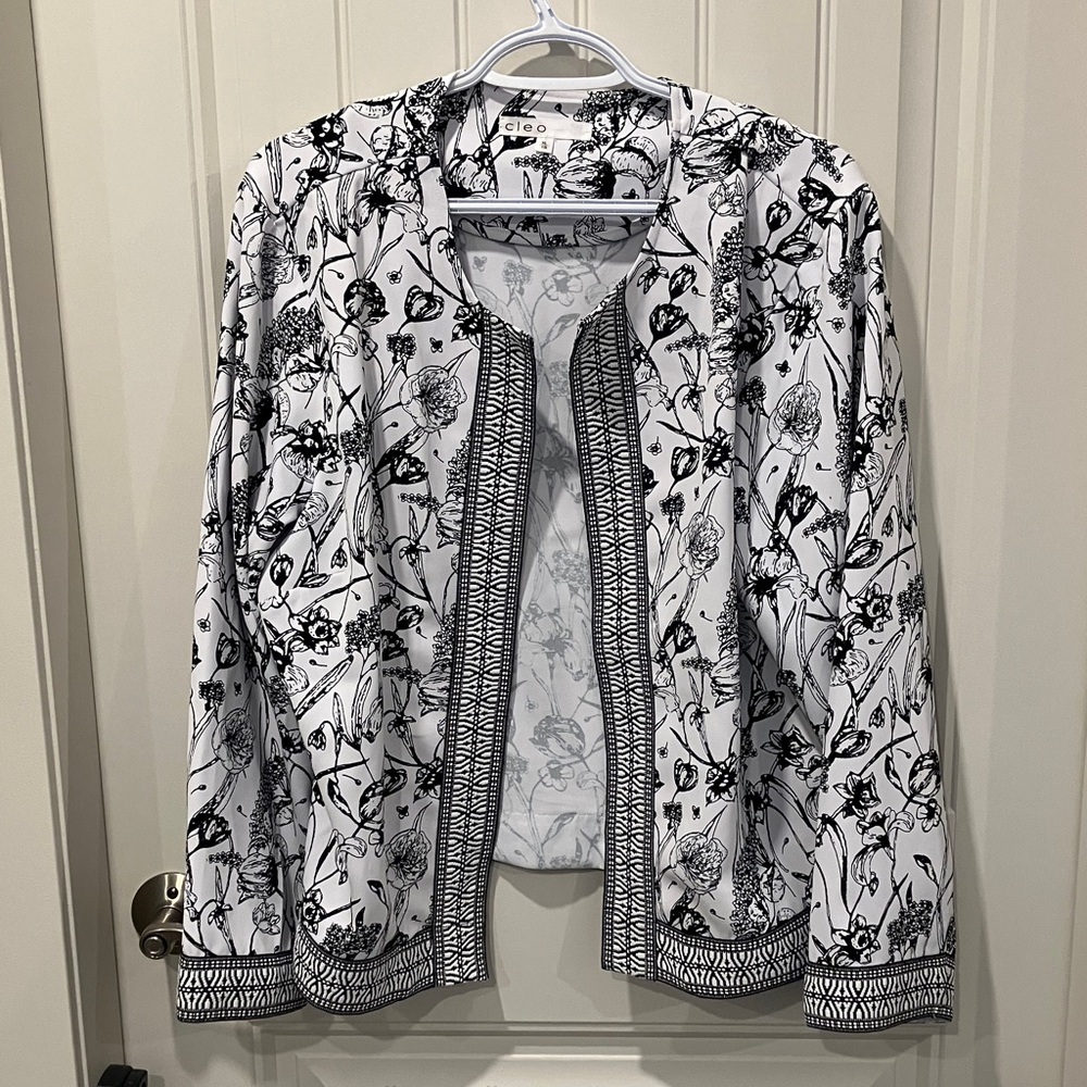 CLEO JACKET Open Unlined BLACK WHITE Sz XL